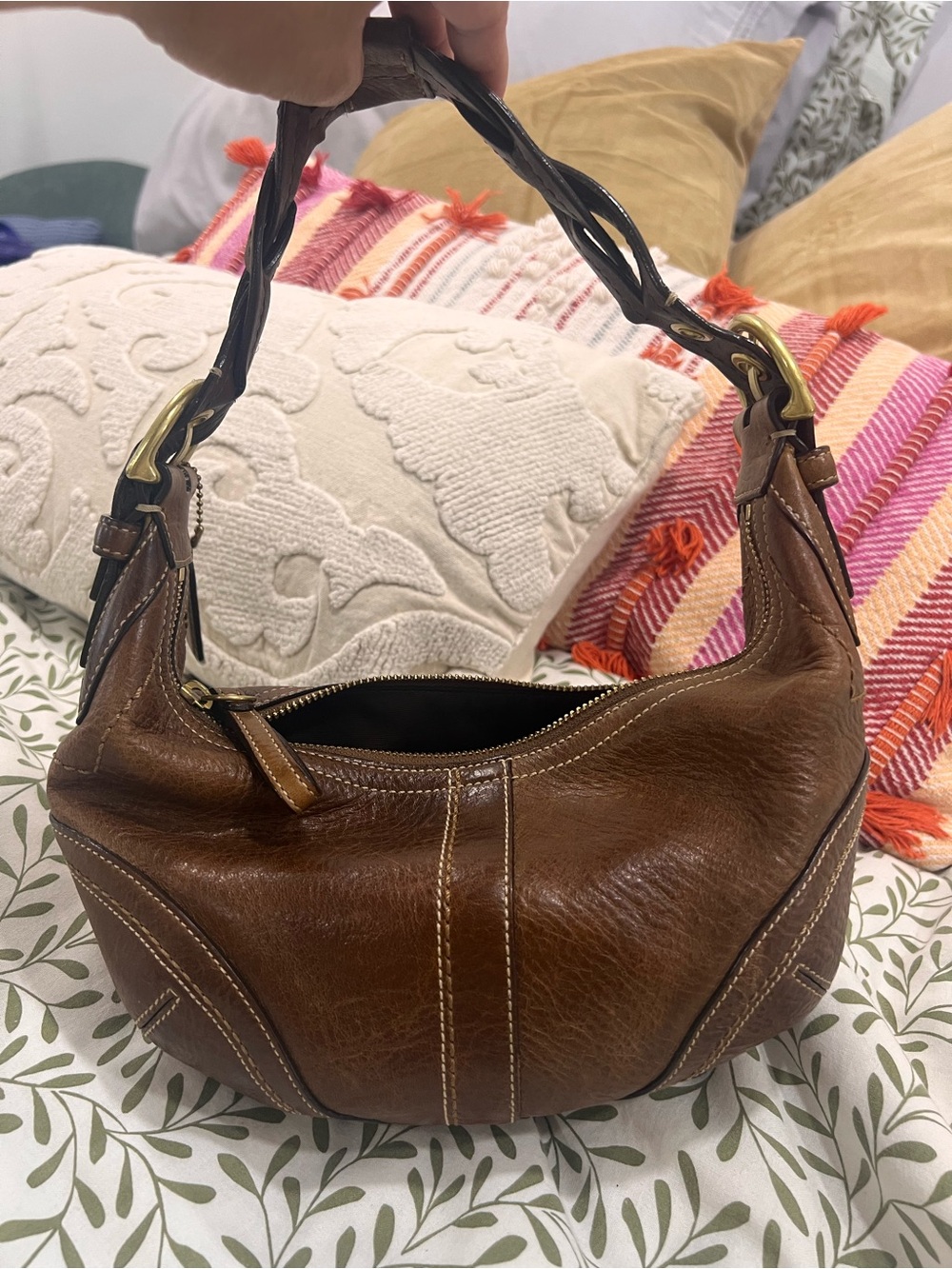 Coach Soho Brown Pebbled Leather Shoulder Bag braided strap #10042 - Picture 2 of 7